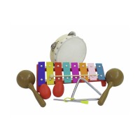 Set di Percussioni DIMAVERY III per Bambini, 7 Pezzi - Strumenti Musicali Educativi
