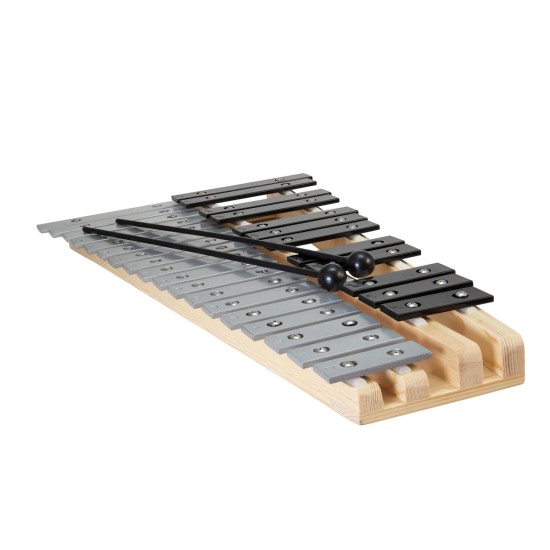 DIMAVERY Vibrafono Metallofono 30 Barre - Strumento Cromatico a Doppia Fila con Casse di Risonanza