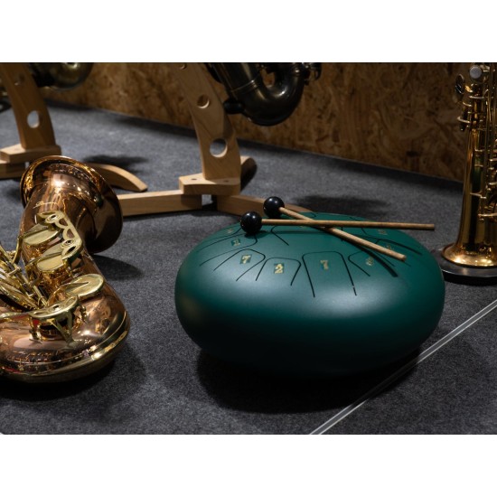 DIMAVERY TD-12 Steel Tongue Drum Verde - 13 Toni per Meditazione e Rilassamento