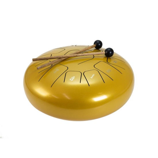 DIMAVERY TD-12 Steel Tongue Drum Oro - Strumento Musicale per Meditazione e Scuola