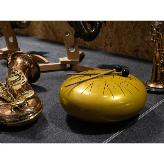 DIMAVERY TD-12 Steel Tongue Drum Oro - Strumento Musicale per Meditazione e Scuola