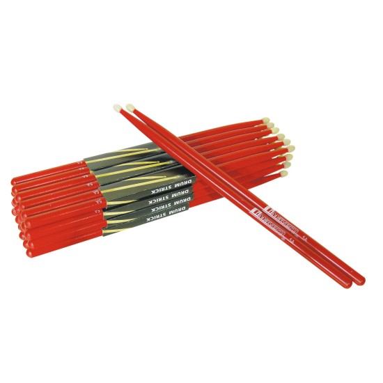 Bacchette DIMAVERY DDS-5A in Acero Rosso con Testa in Nylon