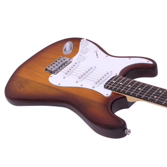 DIMAVERY ST-203 Chitarra Elettrica per Mancini Sunburst con Effetto Luce e Tremolo