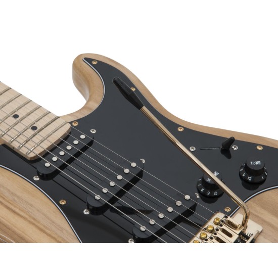 DIMAVERY ST-303 Chitarra Elettrica Naturale con Tremolo, Single Coil e Manico in Acero