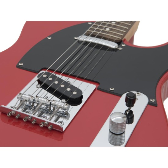 DIMAVERY TL-401 Chitarra Elettrica Rossa con Single Coil e Manico in Acero