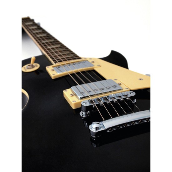 DIMAVERY LP-520 Chitarra Elettrica Nera con Humbucker e Manico in Acero
