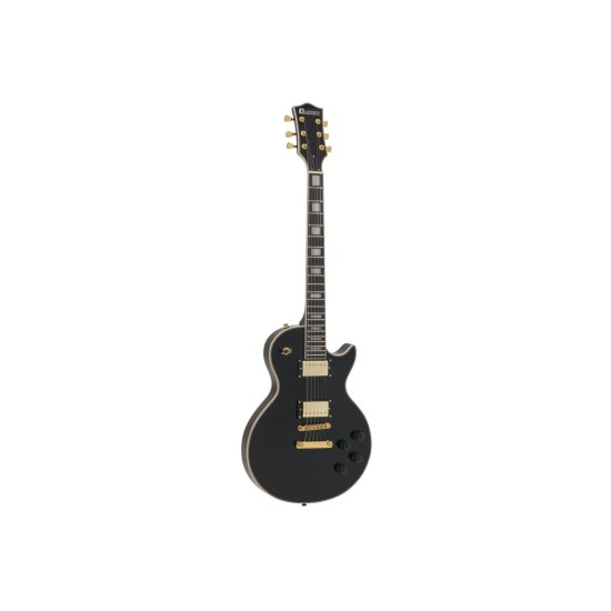DIMAVERY LP-530 Chitarra Elettrica Nero/Oro con Humbucker e Manico in Acero