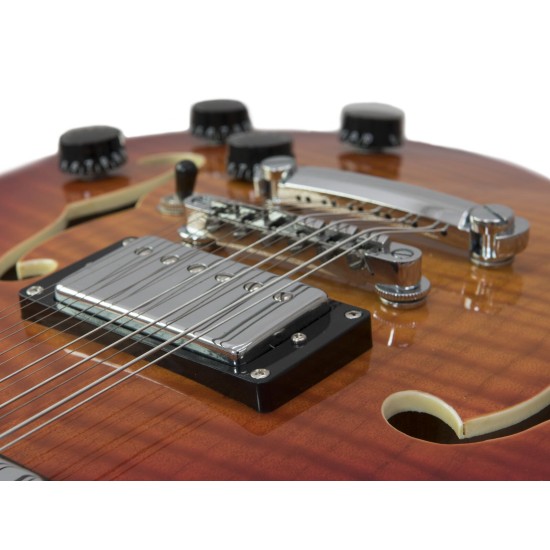 DIMAVERY LP-612 Chitarra Elettrica 12 Corde Sunburst, Progettata per Musicisti Destri