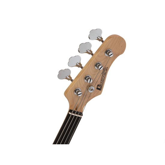 DIMAVERY MM-501 Basso Elettrico Fretless, Naturale 4/4 con Humbucker