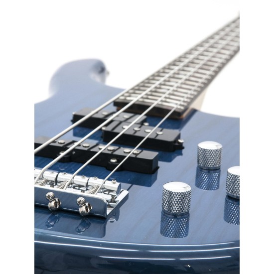 DIMAVERY SB-321 Basso Elettrico Blu Lucido con Pickup Single Coil