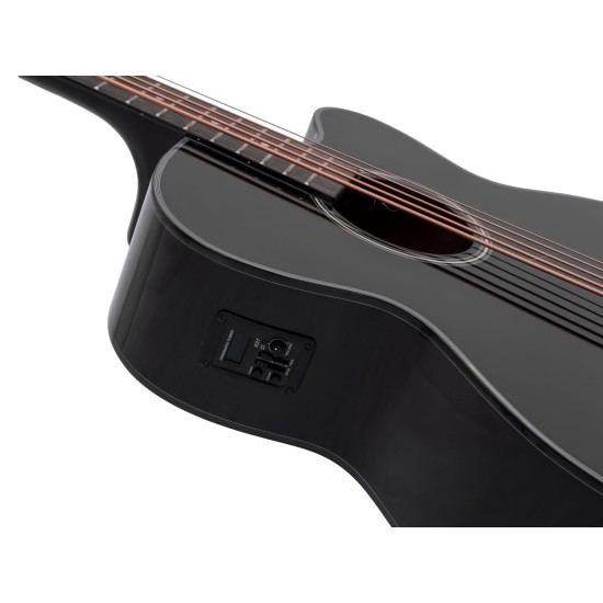 DIMAVERY AB-455 Basso Acustico 5 Corde Nero con Pickup e Equalizzatore
