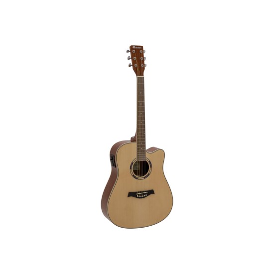 DIMAVERY DR-520 Chitarra Folk Dreadnought 4/4, Naturale, con Preamplificatore e Accordatore