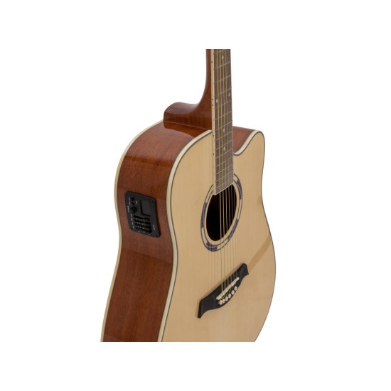 DIMAVERY DR-520 Chitarra Folk Dreadnought 4/4, Naturale, con Preamplificatore e Accordatore