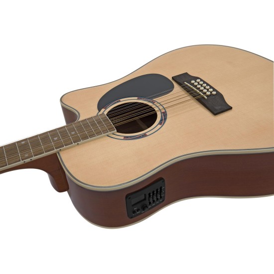 DIMAVERY DR-612 Chitarra Folk 12 Corde Naturale con Effetto Sonoro e Accordatore Integrato