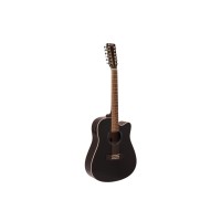 DIMAVERY DR-612 Chitarra Folk 12 Corde Nera con Preamplificatore e Accordatore
