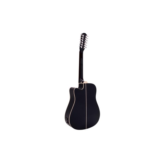 DIMAVERY DR-612 Chitarra Folk 12 Corde Nera con Preamplificatore e Accordatore