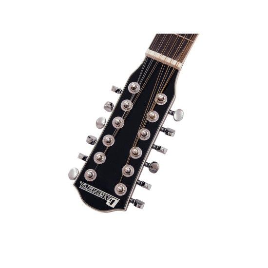 DIMAVERY DR-612 Chitarra Folk 12 Corde Nera con Preamplificatore e Accordatore