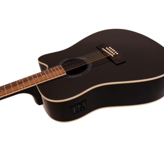 DIMAVERY DR-612 Chitarra Folk 12 Corde Nera con Preamplificatore e Accordatore