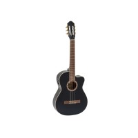 DIMAVERY CN-600E Chitarra Classica Elettrificata Nero, 4/4 Cutaway con Equalizzatore e Accessori