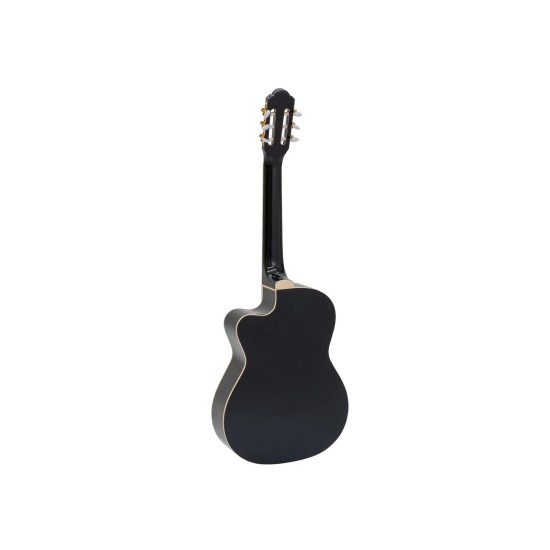 DIMAVERY CN-600E Chitarra Classica Elettrificata Nero, 4/4 Cutaway con Equalizzatore e Accessori