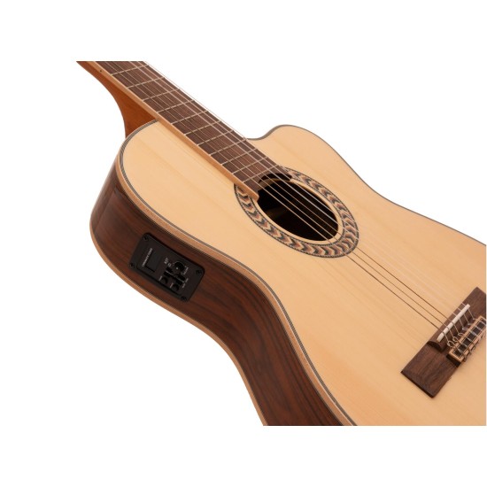 DIMAVERY TB-100 Chitarra Classica Thinline Naturale con Pick-Up