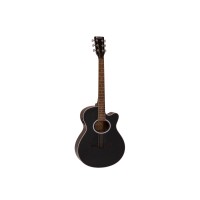DIMAVERY AW-400 Chitarra Folk Nera con Cutaway e Accessori Inclusi