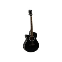 DIMAVERY AW-400 Chitarra Folk per Mancini, Cutaway, Nera Lucida