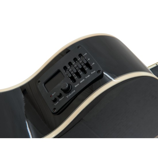 DIMAVERY AW-400 Chitarra Folk per Mancini, Cutaway, Nera Lucida