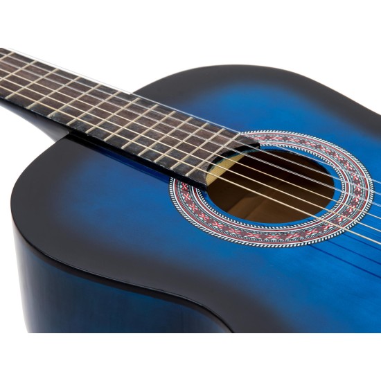 DIMAVERY AC-303 Chitarra Classica 4/4 Blueburst per Destrorsi con Borsa