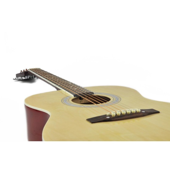 Chitarra Folk DIMAVERY AW-303 4/4 Naturale con Accessori Inclusi