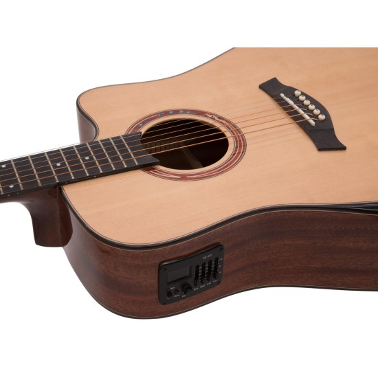 Chitarra Western DIMAVERY ASW-60 Grande Naturale con Corpo Massiccio e Top Solido