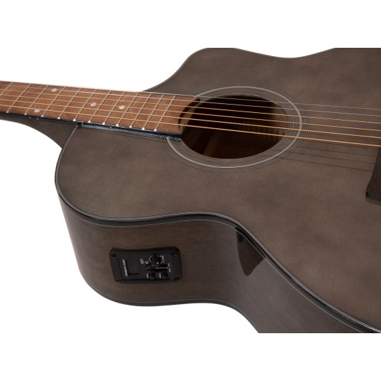 Chitarra Western Mini Jumbo DIMAVERY STW-50 con Pickup, Mogano Verniciato