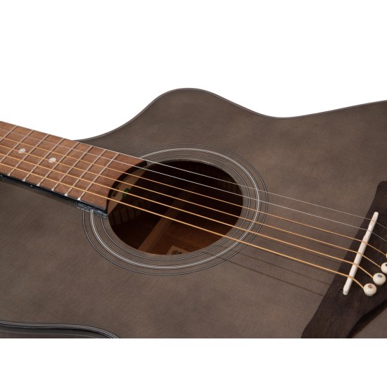 Chitarra Western Mini Jumbo DIMAVERY STW-50 con Pickup, Mogano Verniciato