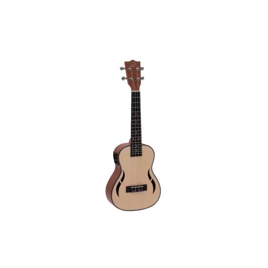 DIMAVERY UK-800 Ukulele da Concerto in Abete Rosso con Pickup e Equalizzatore a 3 Bande