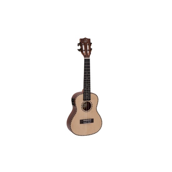 DIMAVERY UK-800 Ukulele da Concerto in Abete Rosso Massiccio con Pickup e Preamplificatore