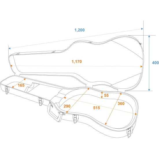 DIMAVERY Custodia ABS per Basso Elettrico - Design Robusto e Serrature a Scatto
