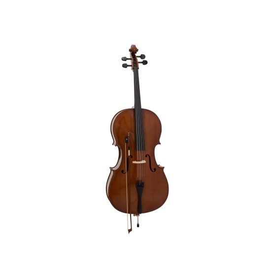 Violoncello DIMAVERY 4/4 con Soft Bag e Bordo a C, Arco in Crine Naturale