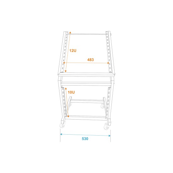 Rack Stand Regolabile 12U/10U con Ruote - Soluzione Robusta per Installazioni Fisse