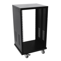 ROADINGER Rack in Acciaio Verniciato a Polvere 22U con Ruote e Supporto per Amplificatori