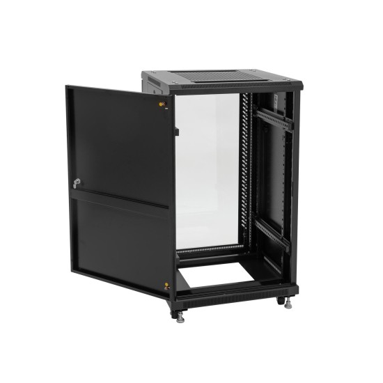 ROADINGER SSC-16 Armadio in Acciaio con Porta in Vetro 16U - Cabinet per Rack Professionale