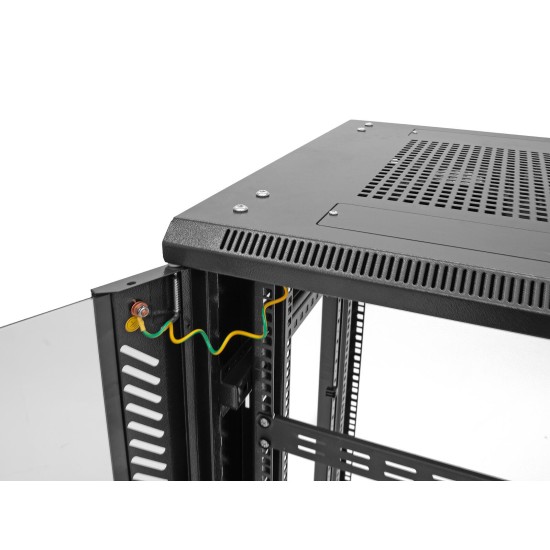 ROADINGER SSC-16 Armadio in Acciaio con Porta in Vetro 16U - Cabinet per Rack Professionale