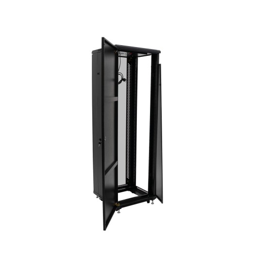 Armadio in Acciaio ROADINGER SSC-28 con Porta in Vetro 28U - Sicurezza e Ventilazione Integrata