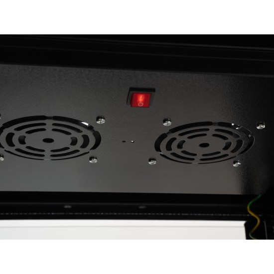 Armadio in Acciaio ROADINGER SSC-28 con Porta in Vetro 28U - Sicurezza e Ventilazione Integrata