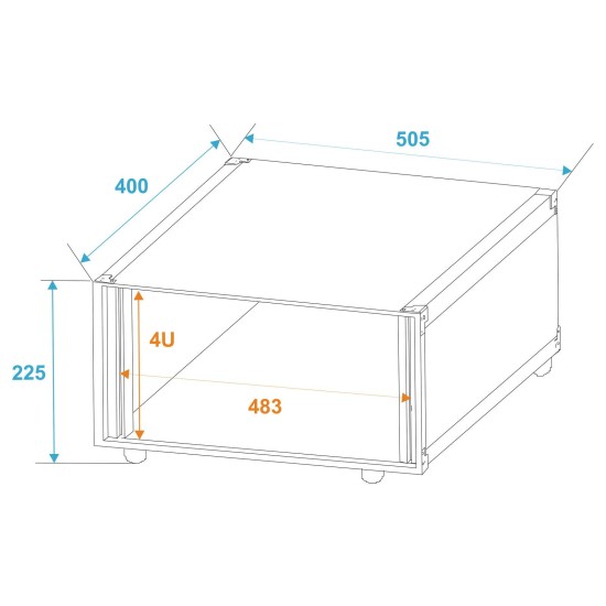 ROADINGER Rack Studio 4HU per Effetti con Telaio in Alluminio e Legno Multistrato