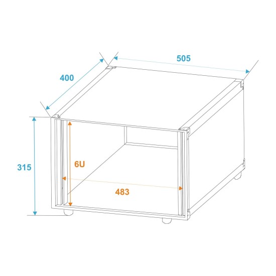 ROADINGER Rack Studio 6U per Effetti 19