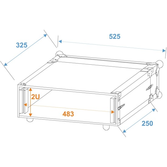 ROADINGER Rack per Effetti Pro, 2U, Profondità 24 cm, Nero - Custodia Alta Resistenza per Dispositivi 19