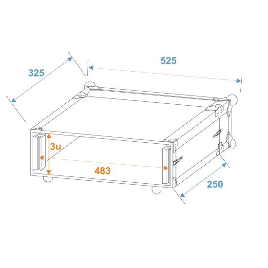ROADINGER Rack per Effetti CO DD 3U, Proiettore LED 19'' Nero, Profondità 24 cm