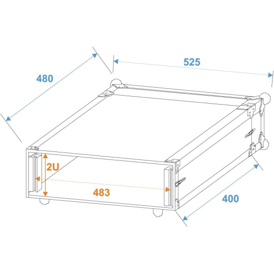 ROADINGER Rack per Effetti CO DD 2U Nero, Profondità 40cm - Case Professionale