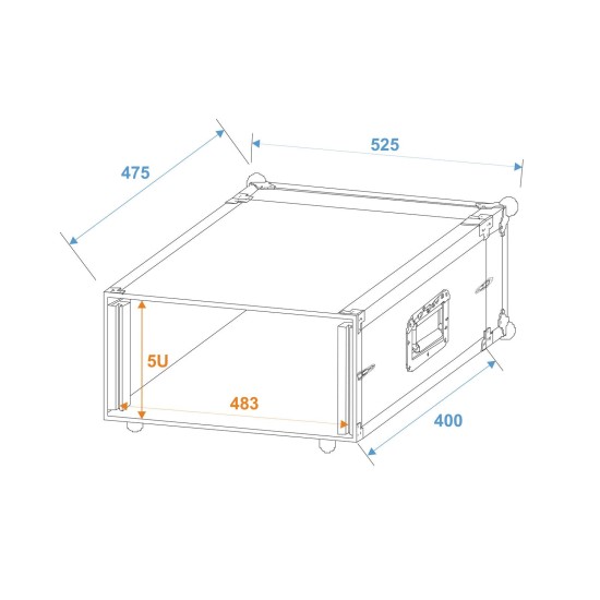 ROADINGER Rack per Effetti Professionale 5U, Profondità 40 cm, Nero Laminato