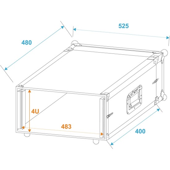 ROADINGER Rack per effetti 4U CO DD, 38cm, Nero - Custodia Professionale per Attrezzature Audio e Luce